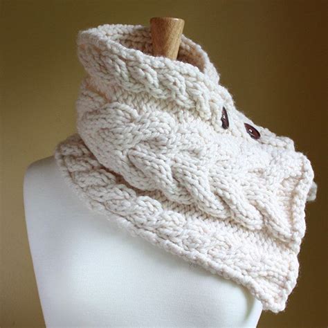 Cabled Buttoned Scarf Fisherman Cream By Kmhutton On Etsy