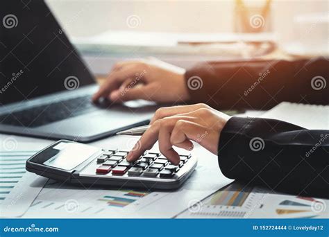 Business Accounting Finance Concept Accountant Using Calculator For