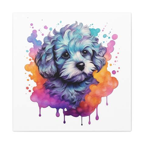 Tattoo Style Maltipoo Canvas Gallery Wrap Etsy
