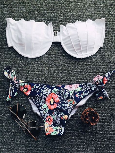 Only 14 10，buy Alluring Strapless Tiny Floral Print Bikini Set For