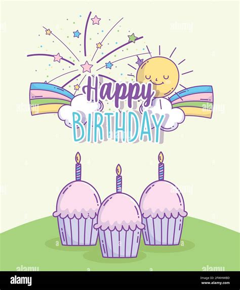 Happy Birthday Cupcakes Stock Vector Image And Art Alamy