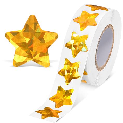 Buy 1000 Pcs Holographic Gold Star Stickers Foil Star Stickers Roll