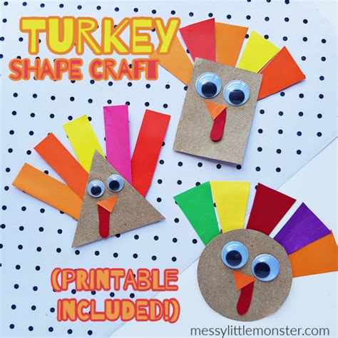 Shape Turkey Craft Template Included Turkey Craft Thanksgiving