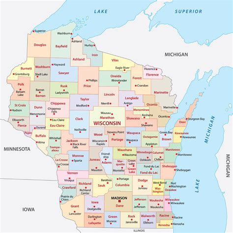 Wisconsin Counties Map Mappr