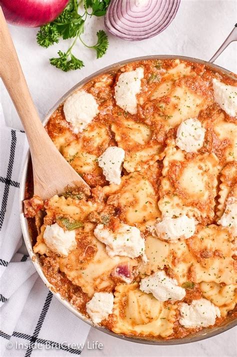 Easy Skillet Ravioli Lasagna Recipe Inside Brucrew Life