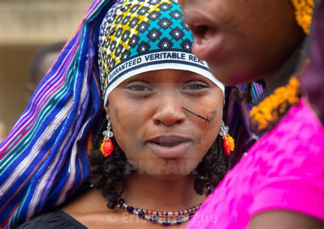 Benin, West Africa, Savalou, a beautiful tattooed fulani peul tribe ...