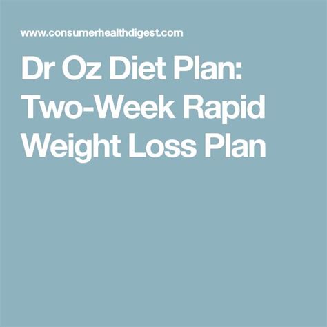 20 Best Dr Oz 2 Week Rapid Weight Loss Plan Recipes Best Diet And