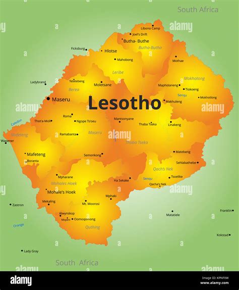 Color Map Of Lesotho Country Stock Photo Alamy