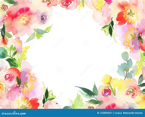 Greeting Card With Watercolor Flowers Stock Illustration Illustration