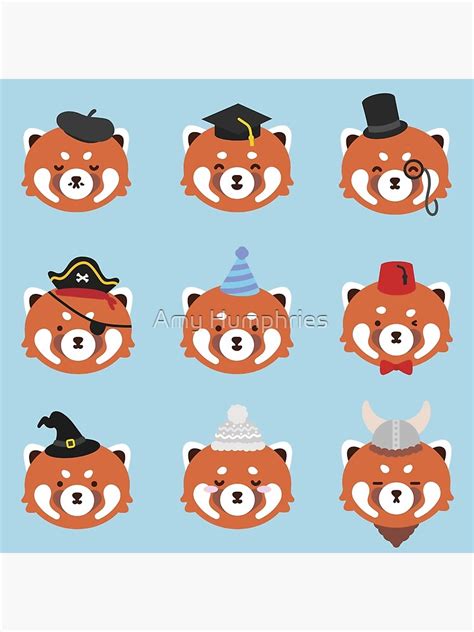 Red Pandas In Hats Poster By Spriteideas Redbubble