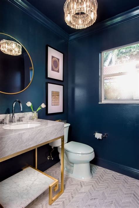 Very Art Deco Blue Powder Rooms Blue Bathroom Navy Blue Bathrooms