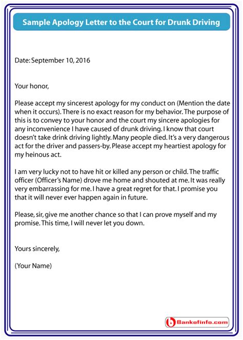 Sample Apology Letter To Court For Driving Offence Lettersb