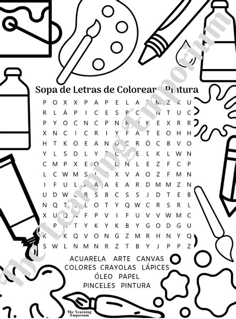 Colección De 4 Páginas Sopa De Letras De Colorear Pintar Etsy