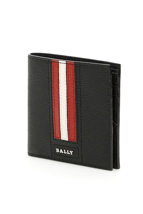 Bally Leather Trasai Bi Fold Wallet In Blackredwhite Black For Men
