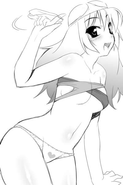 Utamaro 1girl Greyscale Monochrome Object On Head Panties Panties