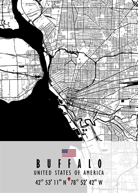 Buffalo Map Usa Poster By Artistic Paradigms Displate