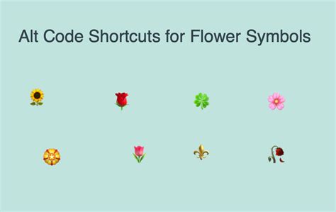 Alt Code Keyboard Shortcuts For Flower Symbols Webnots