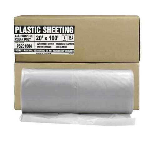 Aluf Plastics 4 Mil 20 Ft X 100 Ft Clear All Purpose Poly Sheeting