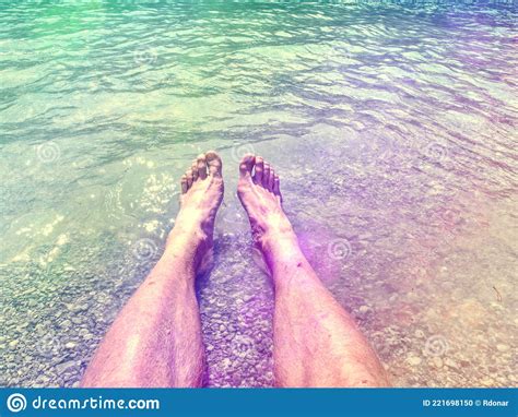 Bare Foot Legs In The Crystalline Water In The Summer Stock Photo Image Of Relax Foot