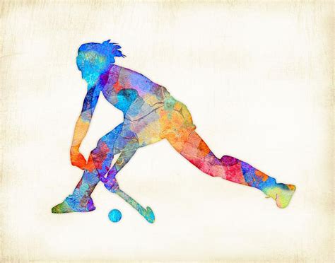 Field Hockey Player Watercolor Silhouette Art Print Signed By Etsy