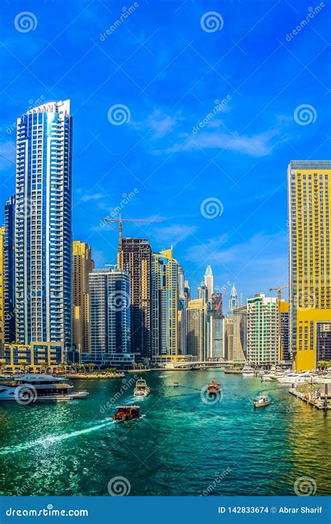 Amazing View Of Dubai Marina Waterfront Skyscraper Residential And