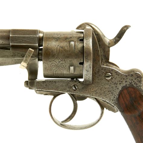 Original French 11mm Engraved Pinfire Revolver Fitted With Folding Bay