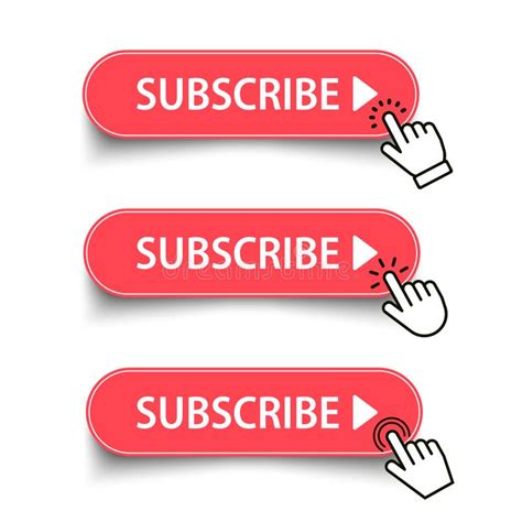 Subscribe Red Button Click Cursor Or Pointer Subscribing Illustration