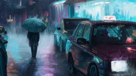 Rainy Night In The City Hd Wallpaper Background Image