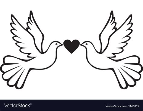 Pair Of Doves With Heart Royalty Free Vector Image