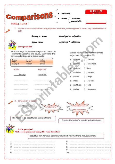 Comparisons Using Adjectives And Nouns Esl Worksheet By Cristiane Prates