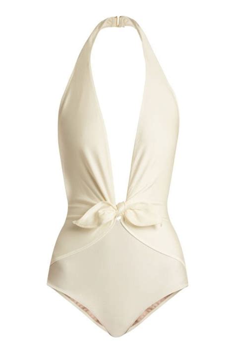 Take The Plunge In A White Hot One Piece From Adriana Degreas Halter
