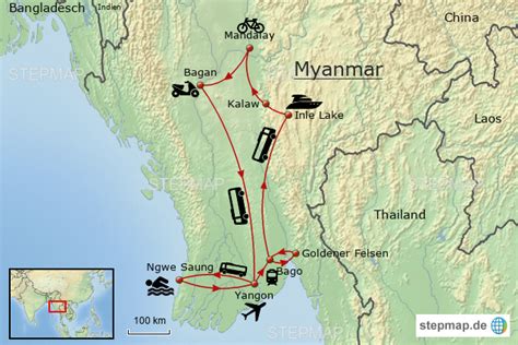 StepMap Myanmar 2017 Landkarte für Asien