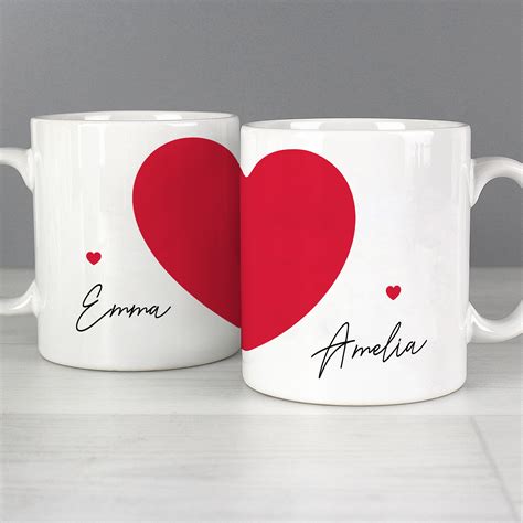 Personalised Love You Heart Pair Mugs By Sassy Bloom As Seen On Tv