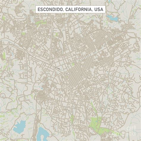 Escondido California Us City Street Map Digital Art By Frank Ramspott