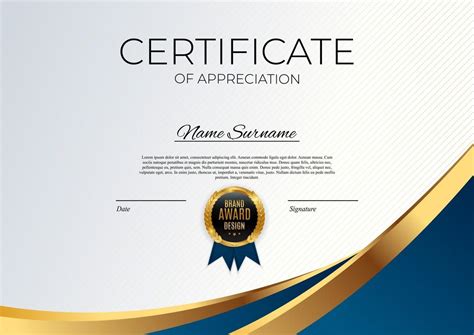 Blue And Gold Certificate Of Achievement Template Background With Gold