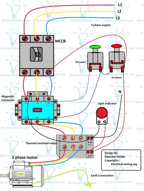 Three Phase Dol Starter Wiring Diagram With Mccb Contactor Electrical