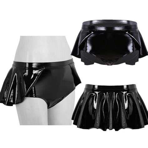 women wet look leather booty shorts bottoms zipper hot pants rave dance costume ebay