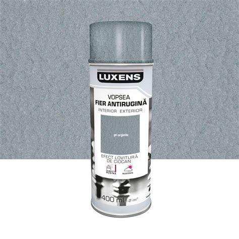 Vopsea Spray Luxens Antirugina Gri Argintiu Lovitura De Ciocan 400 Ml