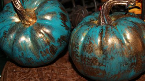 Gold Pumpkins With A Touch Of Teal Aqua Teal Turquoise Gold Pumpkins