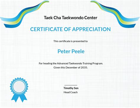 Taekwondo Certificate Design Altpassa