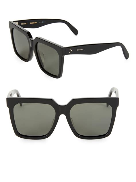 Céline Womens Cl40055f 55mm Adjusted Fit Polarized Square Sunglasses Black Lyst