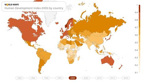 Human Development Index Hdi By Country 1980 2020 World Maps Youtube