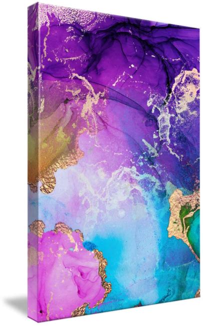 Purple Blue And Gold Abstract Watercolor Art Canvas Print Art