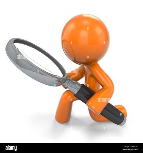 An Orange Man Detective Holding A Magnifying Glass Looking Closely At