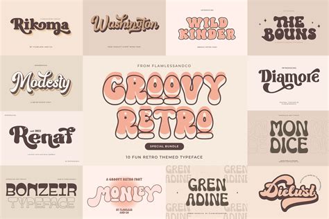 Groovy Retro Special Bundle Groovy Font Retro Font Hipster Etsy