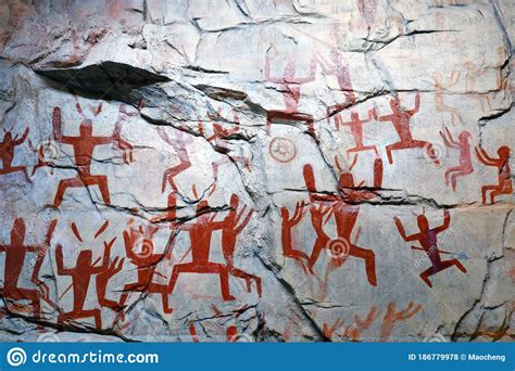 The Ancient Chinese Rock Painting Adobe Rgb Stock Photo Image Of