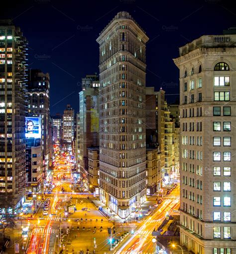 Flatiron Building In The Night High Quality Architecture
