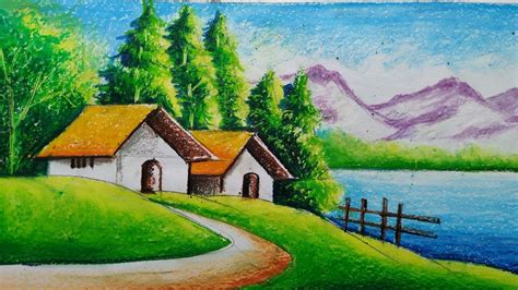 How To Draw Easy Scenery With Oil Pastels