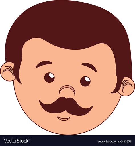 Face Man Cartoon Moustache Isolated Royalty Free Vector