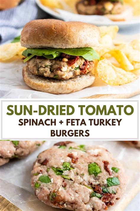 Spinach Feta Turkey Burgers With Sun Dried Tomatoes Recipe Grilled